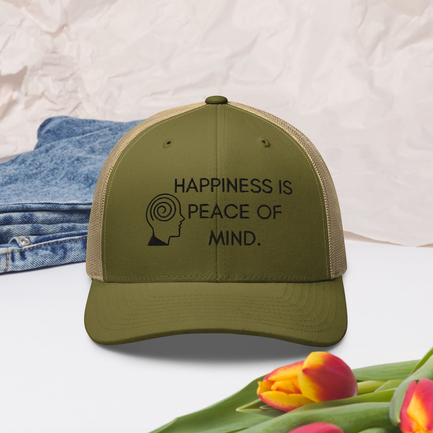 HAPPINESS IS PEACE OF MIND II Trucker Cap