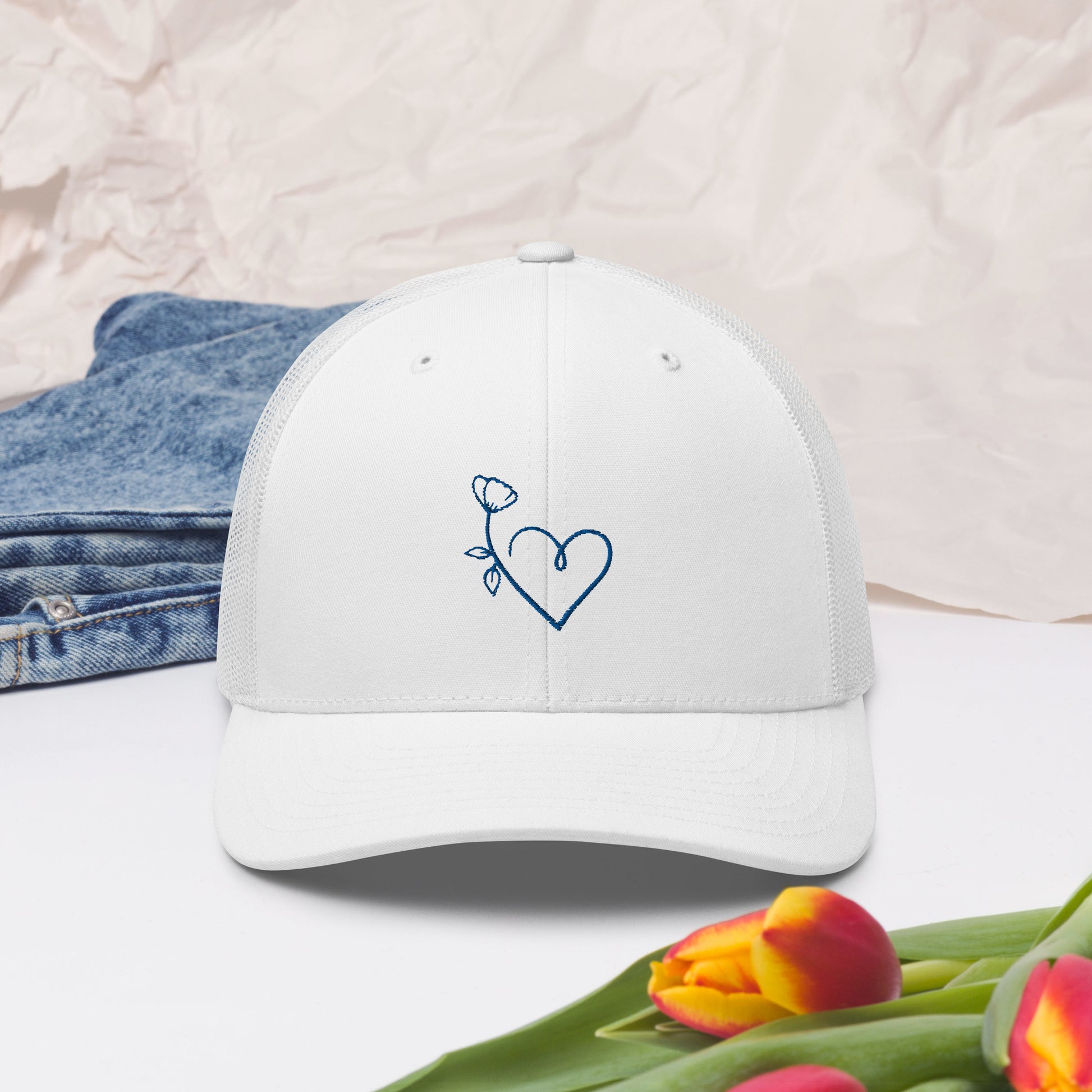 Embroidered Flower Trucker Cap | Stylish Trucker Cap | Urgedme