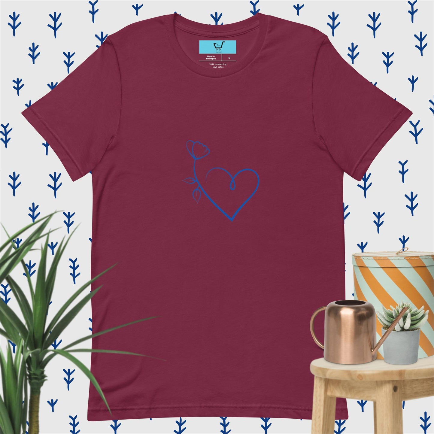 Heart Flower T-Shirt | Printed Flower T-Shirt | Urgedme