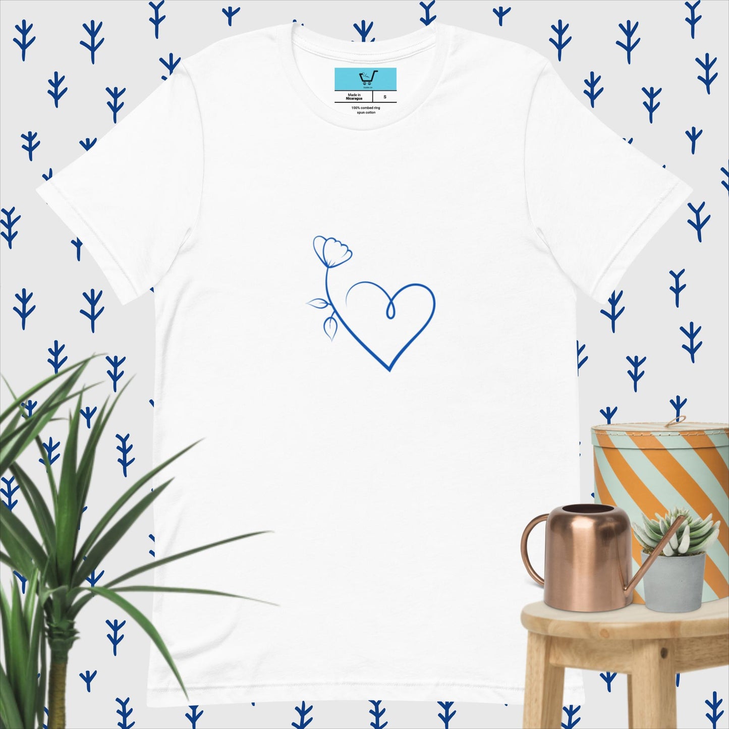 Heart Flower T-Shirt | Printed Flower T-Shirt | Urgedme